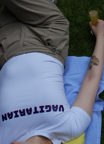 "Vagitarian" Statement T-Shirt - Bold Typography Design