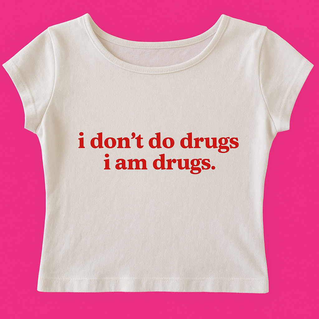Surrealist "I Don't Do Drugs" Cotton T-Shirt