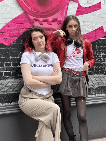 "Vagitarian" Statement T-Shirt - Bold Typography Design