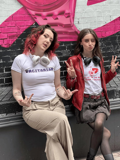 "Vagitarian" Statement T-Shirt - Bold Typography Design